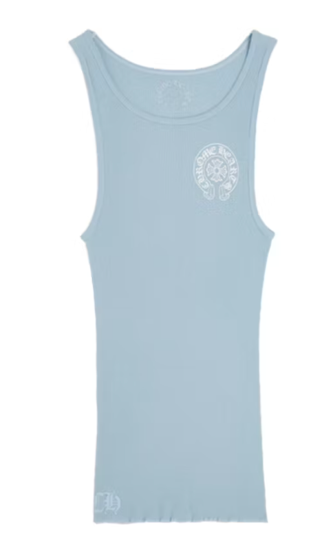 chrome hearts タンクトップ ベイビーブルー Sサイズ Chrome Hearts Rib Tank Baby Blue | Heat Archive Columbus