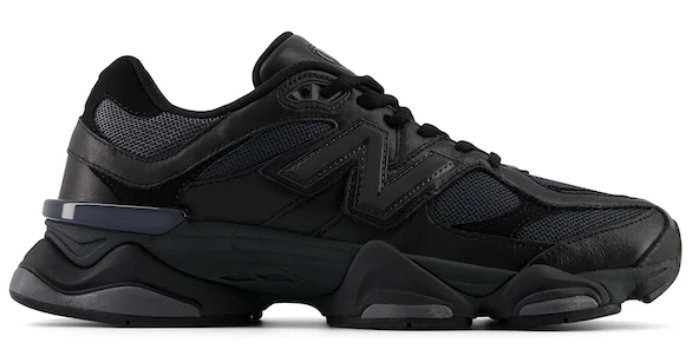 New Balance 9060 Triple Black Leather | Heat Archive Columbus