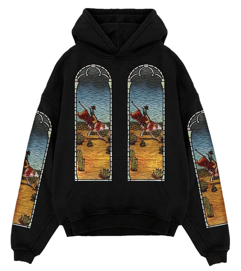 Who Decides War Stained Glass Black Hoodie | Heat Archive Columbus